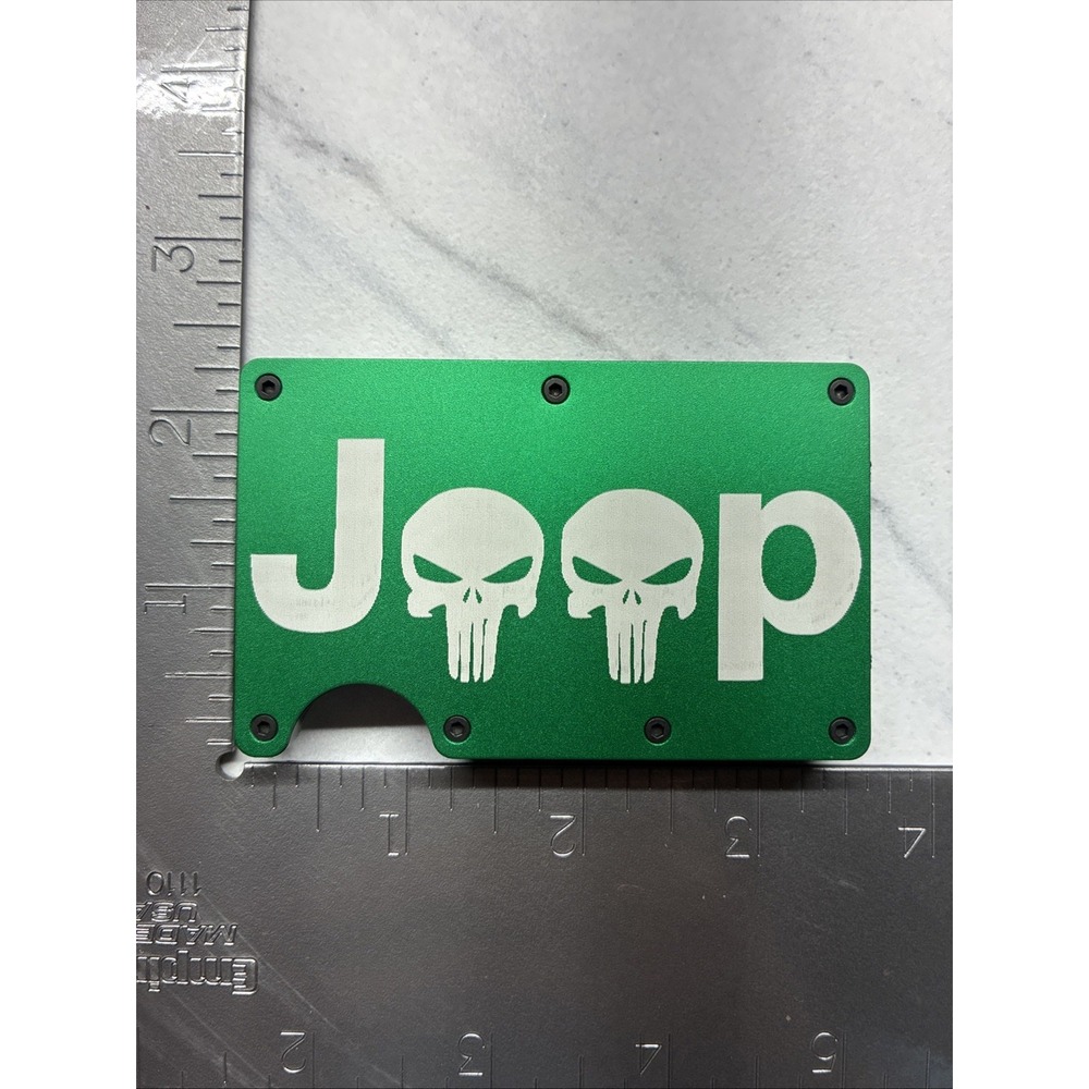 Metal Slim Jeep Punisher Skull Logo RFID Blocking Wallet